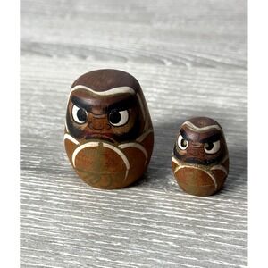 Vintage Daruma Daishi Kokeshi Nesting Dolls Pair Wooden Lucky Japanese‎ Folk Art